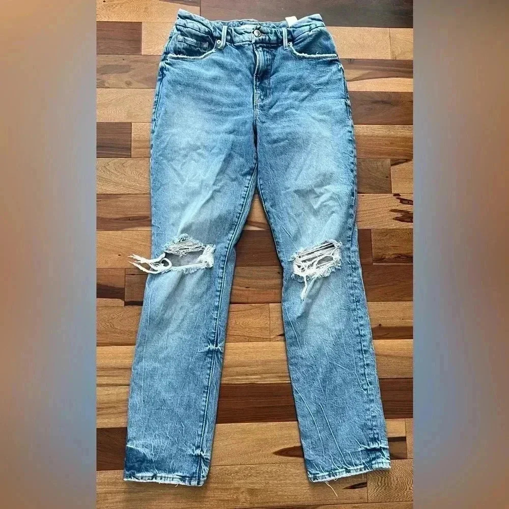 GOOD AMERICAN | women’s high rise distressed jeans. Size: 6/28 - Picture 2 of 15